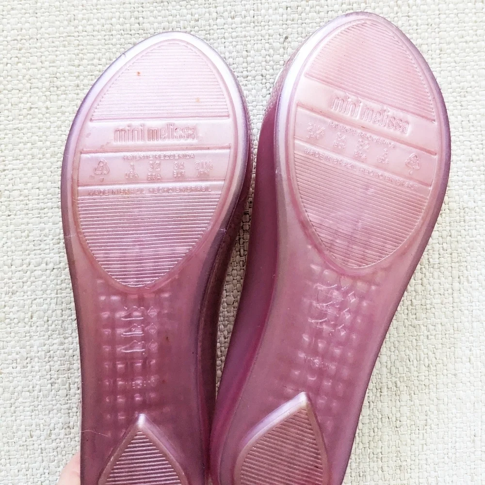 Mini Melissa X Barbie Ultragirl Collab Ballerinas / Flats in Pearly Pink Girls 3